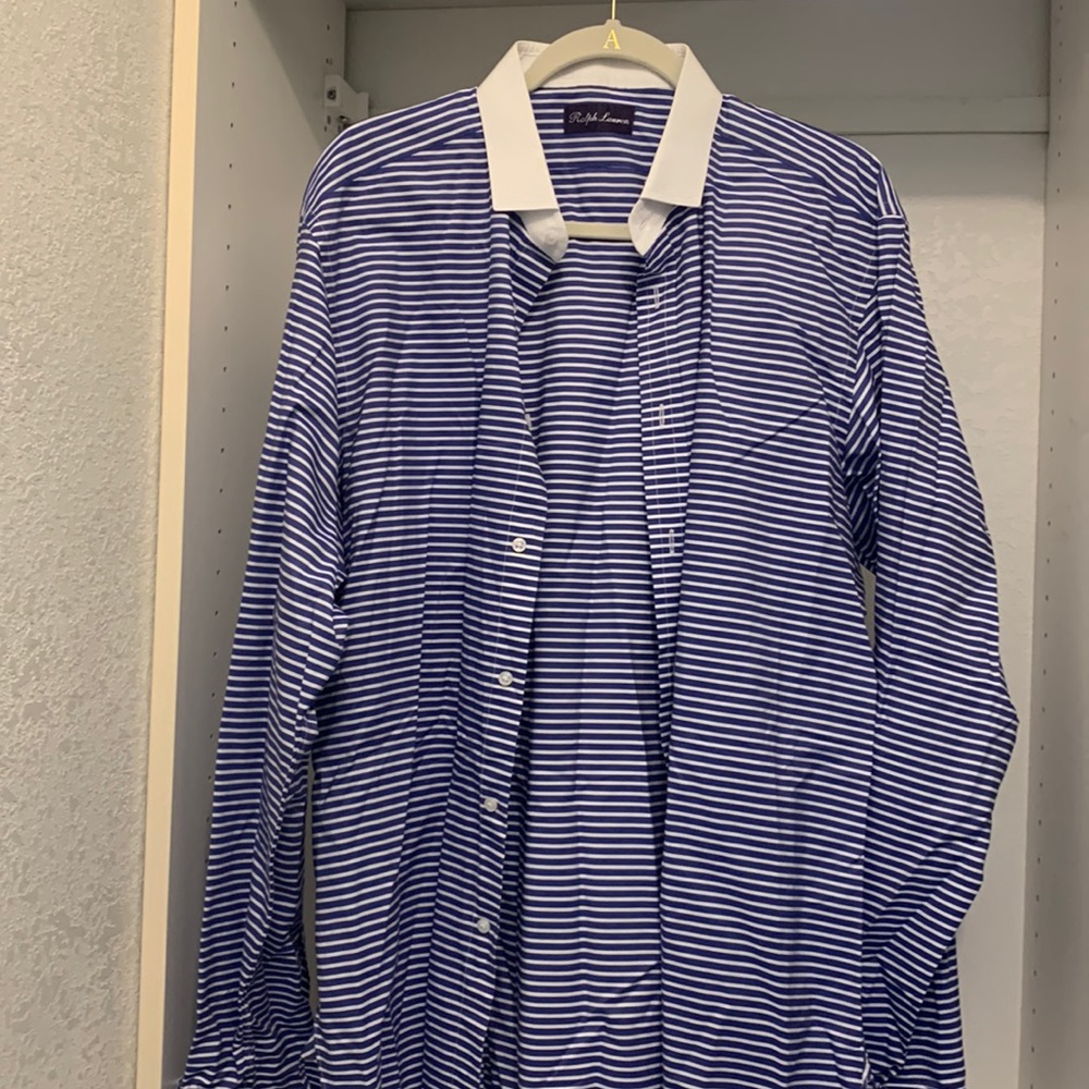 Ralph Lauren Purple Label Blue and White Dress Shirt